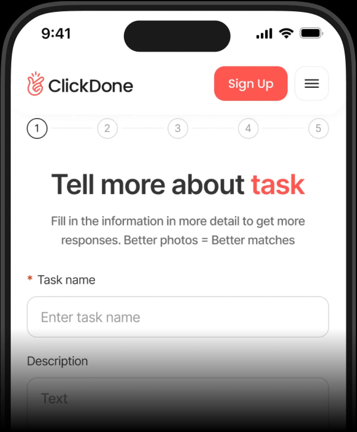ClickDone mobile app preview